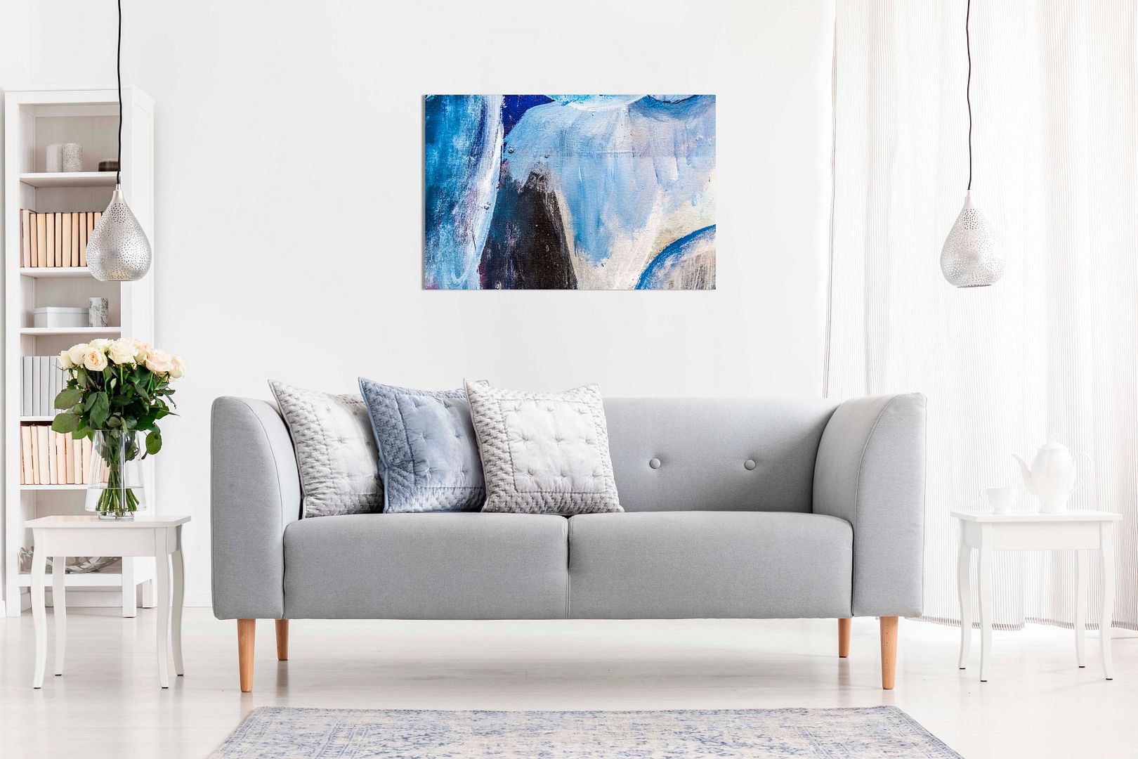 Blue Wall Art Abstract Canvas Wall Art Picture Print | eBay